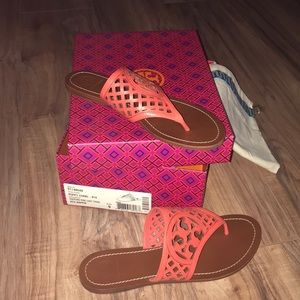 Authentic Tory Burch logo sandals